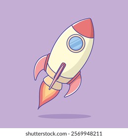 Flying cartoon rocket vector illustration design isolated background