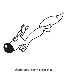 Flying cartoon squirrel, contour
