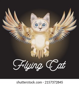 Flying Cat Cartoon Vector Illustration