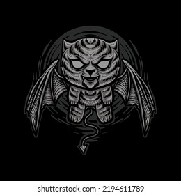 flying cat devil Illustration design