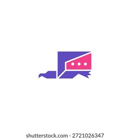 Flying chat bird logo idea.