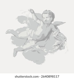 Flying cherub vintage illustration, isolated vector element