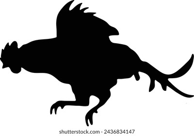 Flying chicken rooster silhouette or vector file 