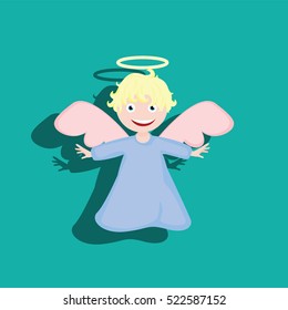 Flying Christmas angel vector icon