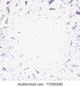Flying christmas confetti, anniversary celebration, happy birthday party vector background.