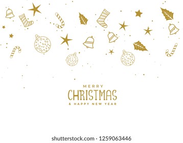 flying christmas elements on white background