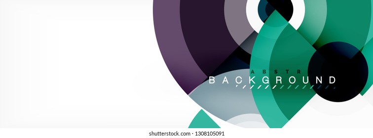 Flying circles geometric abstract background, vector