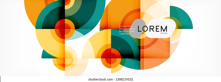 Volando círculos de fondo abstracto geométrico, vector