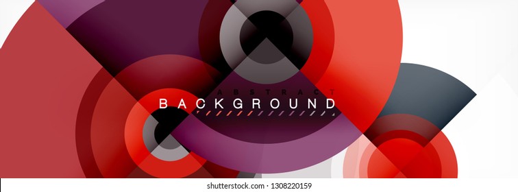 Flying circles geometric abstract background, vector