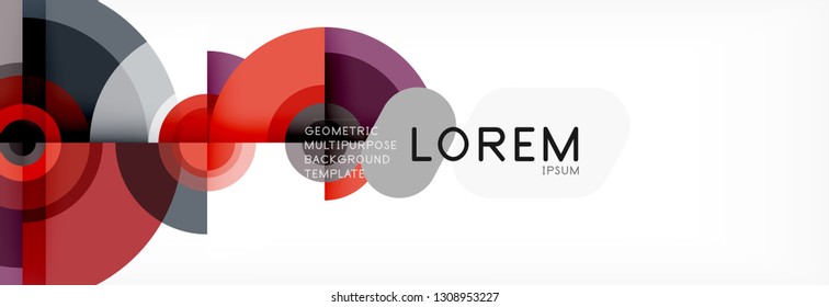 Flying circles geometric abstract background, vector