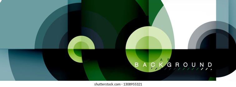 Volando círculos de fondo abstracto geométrico, vector