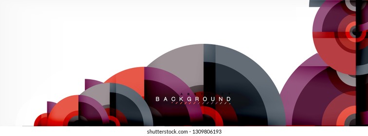 Flying circles geometric abstract background, vector