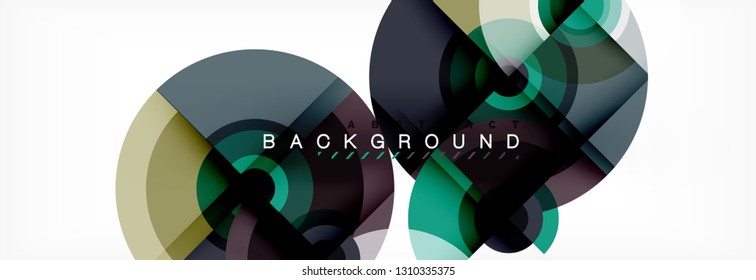 Flying circles geometric abstract background, vector