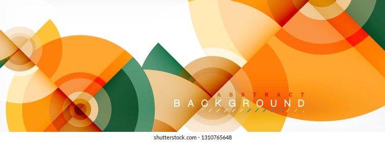 Flying circles geometric abstract background, vector
