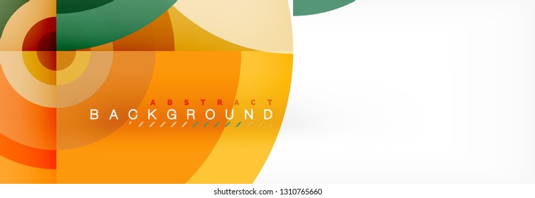 Flying circles geometric abstract background, vector