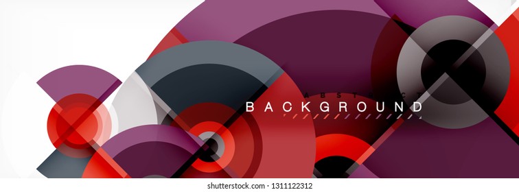 Flying circles geometric abstract background, vector