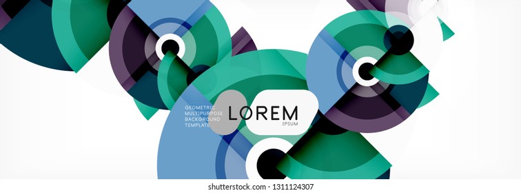 Flying circles geometric abstract background, vector