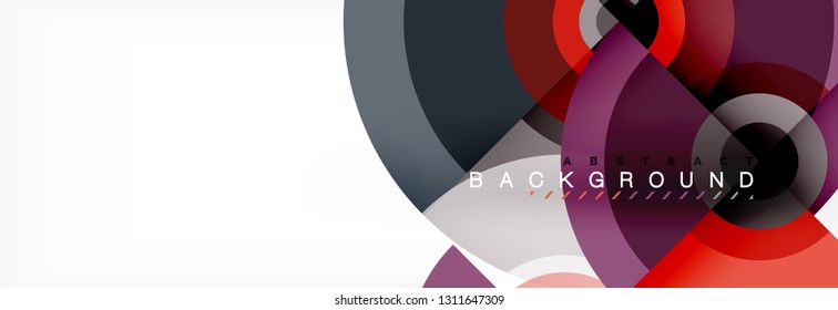 Flying circles geometric abstract background, vector