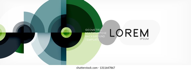 Flying circles geometric abstract background, vector