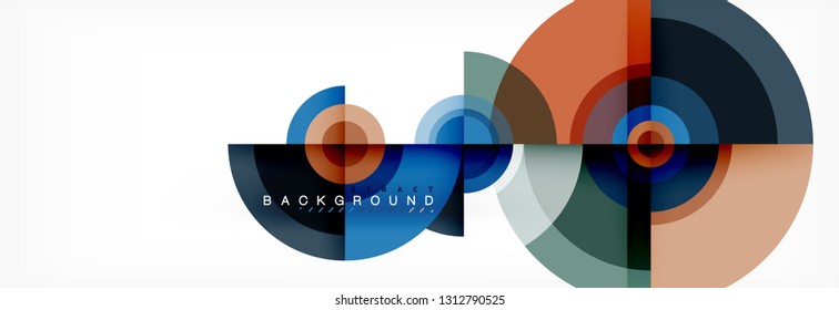 Flying circles geometric abstract background, vector