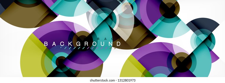 Fliegende Kreise, geometrischer abstrakter Hintergrund, Vektorgrafik