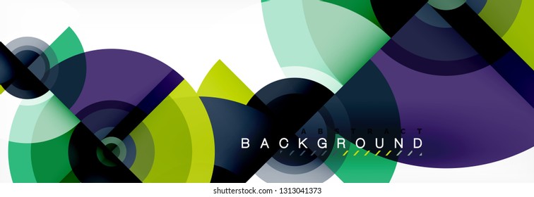 Flying circles geometric abstract background, vector