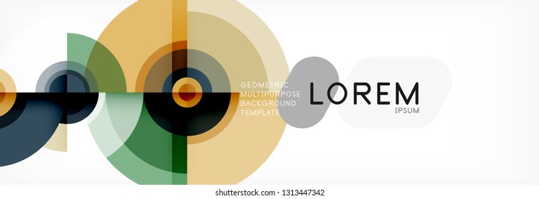 Fliegende Kreise, geometrischer abstrakter Hintergrund, Vektorgrafik