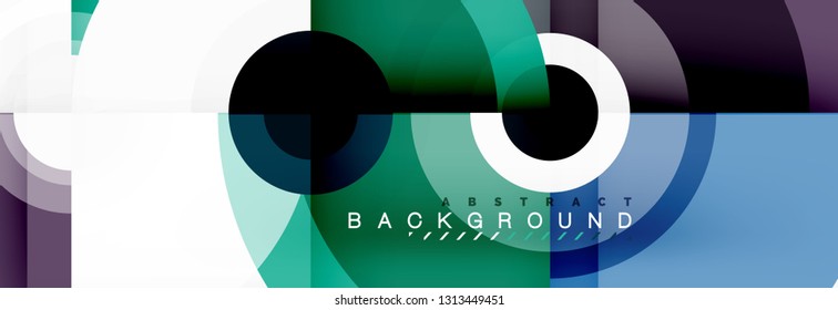 Volando círculos de fondo abstracto geométrico, vector