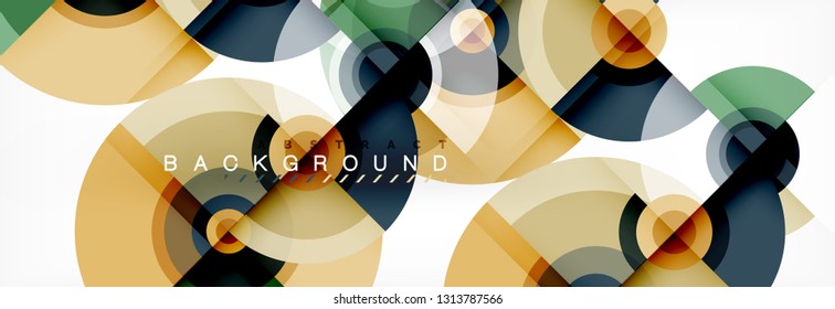 Flying circles geometric abstract background, vector