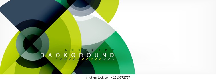 Flying circles geometric abstract background, vector