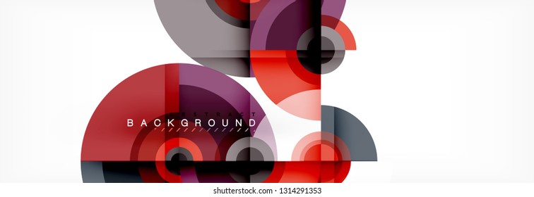 Flying circles geometric abstract background, vector