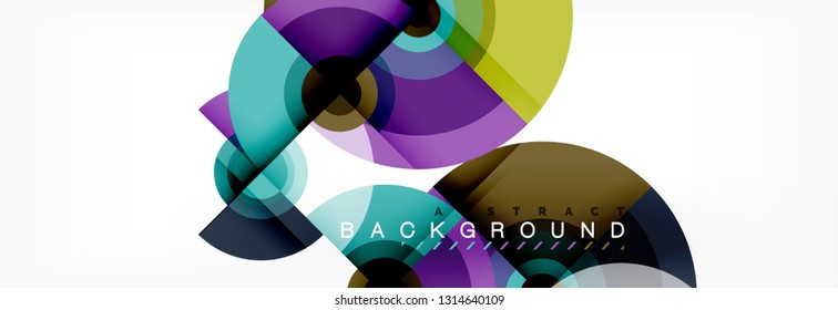 Fliegende Kreise, geometrischer abstrakter Hintergrund, Vektorgrafik