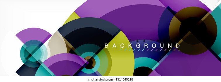 Flying circles geometric abstract background, vector
