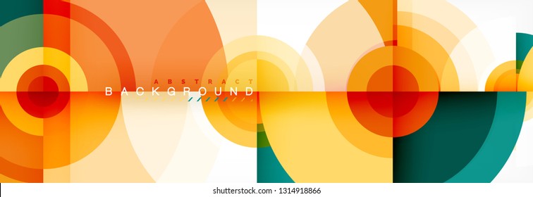 Flying circles geometric abstract background, vector