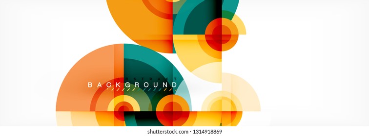 Flying circles geometric abstract background, vector