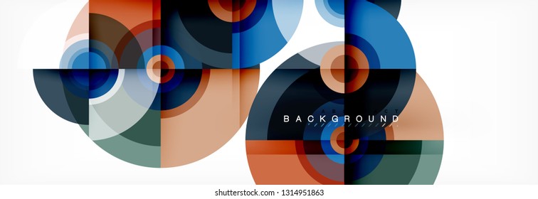 Fliegende Kreise, geometrischer abstrakter Hintergrund, Vektorgrafik