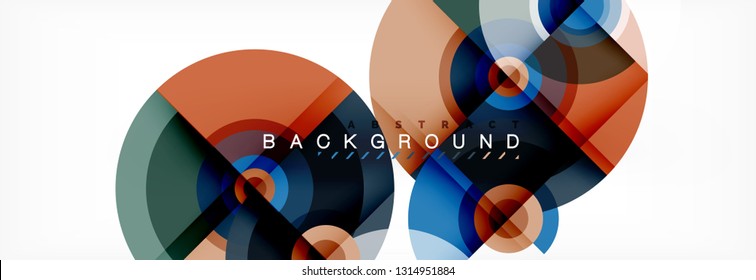 Flying circles geometric abstract background, vector