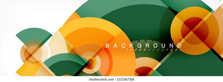 Flying circles geometric abstract background, vector