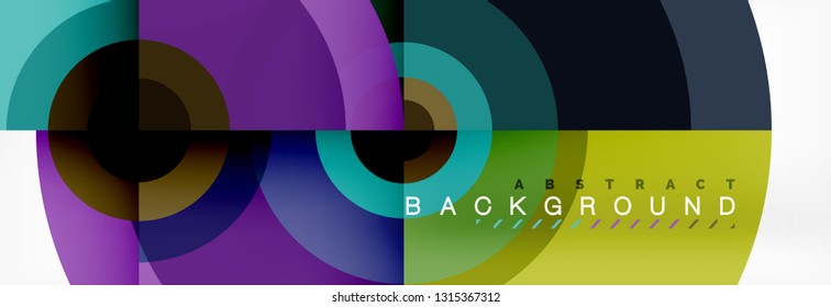 Flying circles geometric abstract background, vector