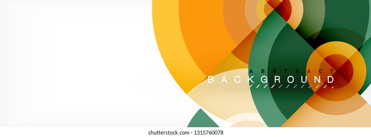 Flying circles geometric abstract background, vector