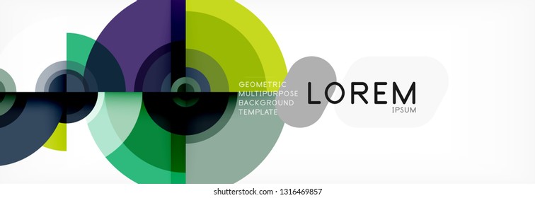 Flying circles geometric abstract background, vector