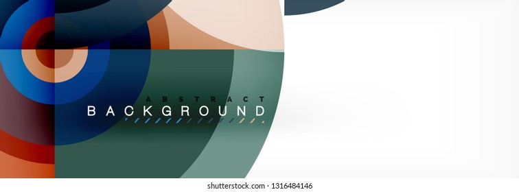 Flying circles geometric abstract background, vector