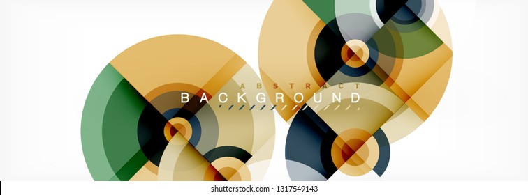 Flying circles geometric abstract background, vector