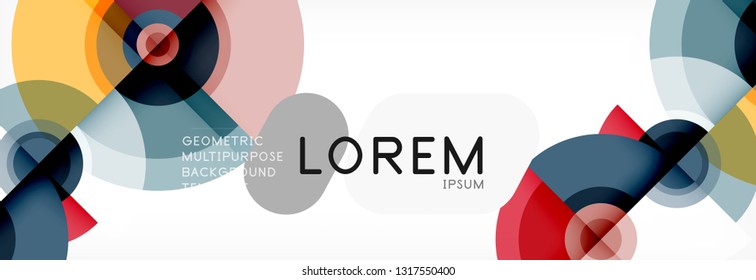 Flying circles geometric abstract background, vector