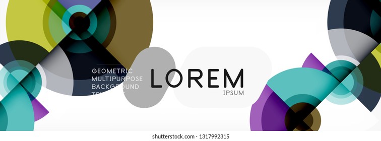 Flying circles geometric abstract background, vector