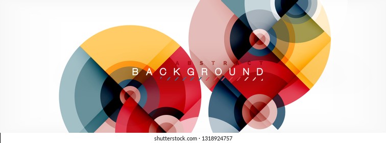 Flying circles geometric abstract background, vector