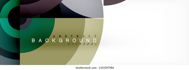 Flying circles geometric abstract background, vector