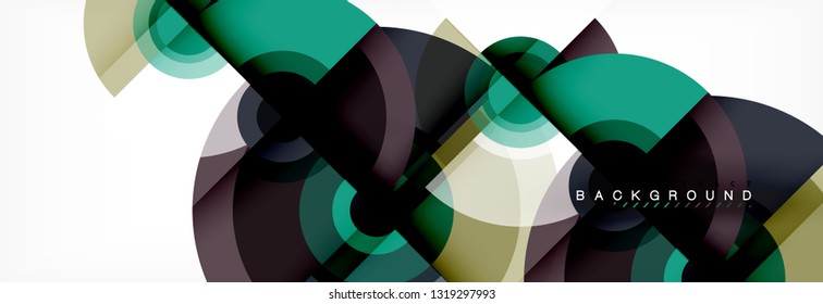 Flying circles geometric abstract background, vector