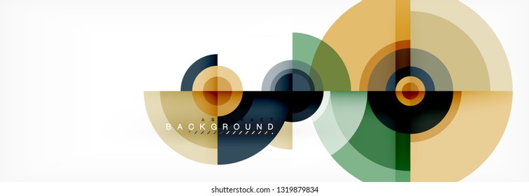 Flying circles geometric abstract background, vector