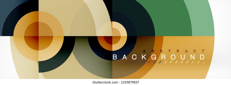 Flying circles geometric abstract background, vector